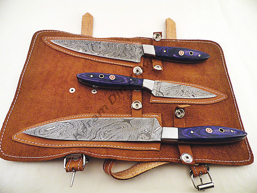 Kitchen Knives 3 Pieces Set Damascus Steel Kitchen Knives 3 Pieces Set