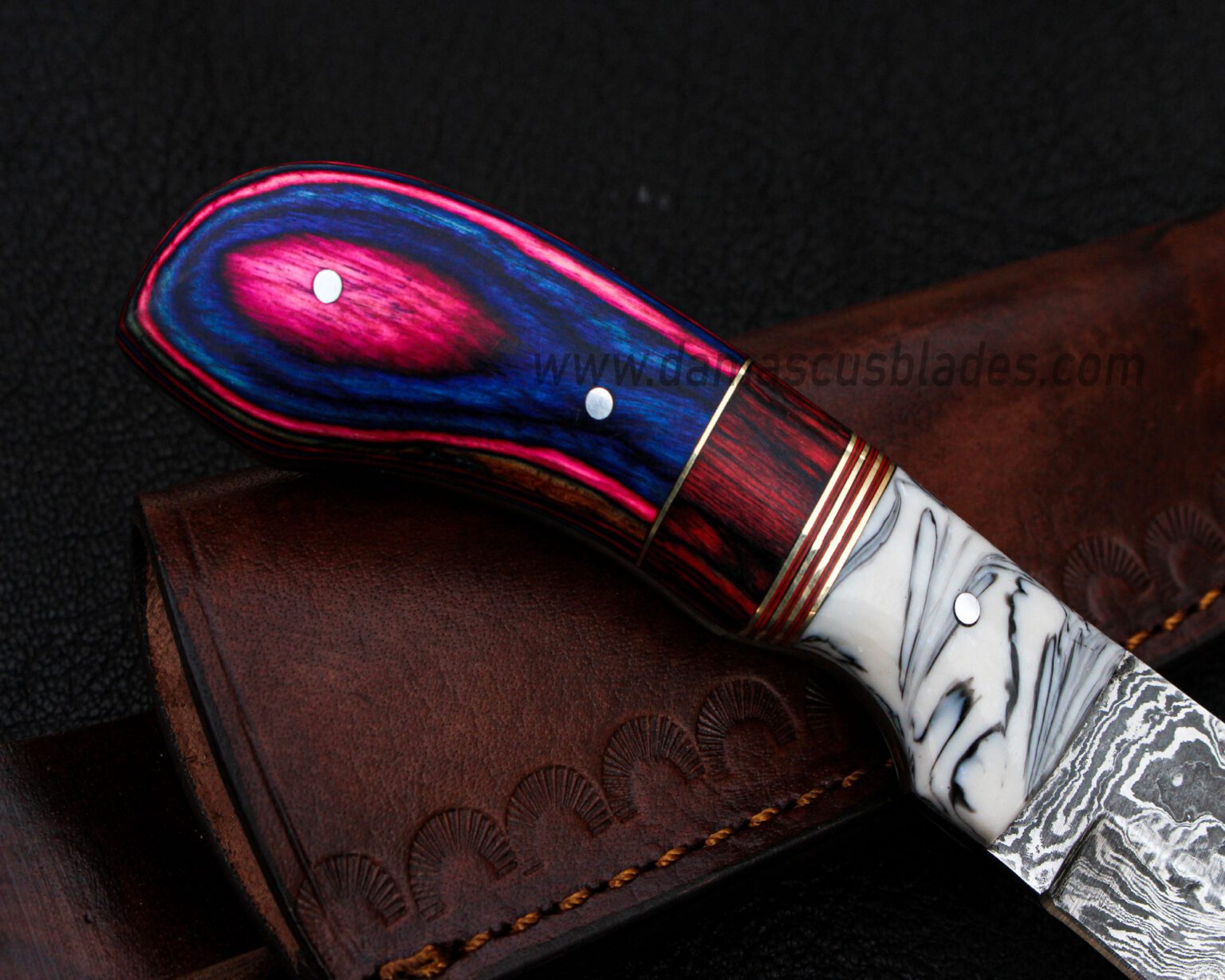 Damascus Steel Paring Knife with Leather sheath Damascus Blades