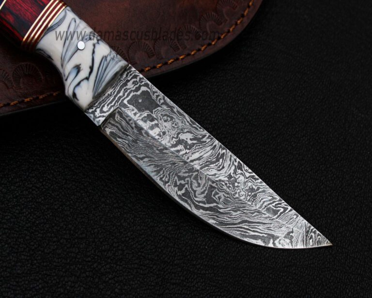Damascus Steel Paring Knife with Leather sheath Damascus Blades