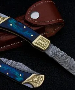 Damascus blades clip point pocket knife