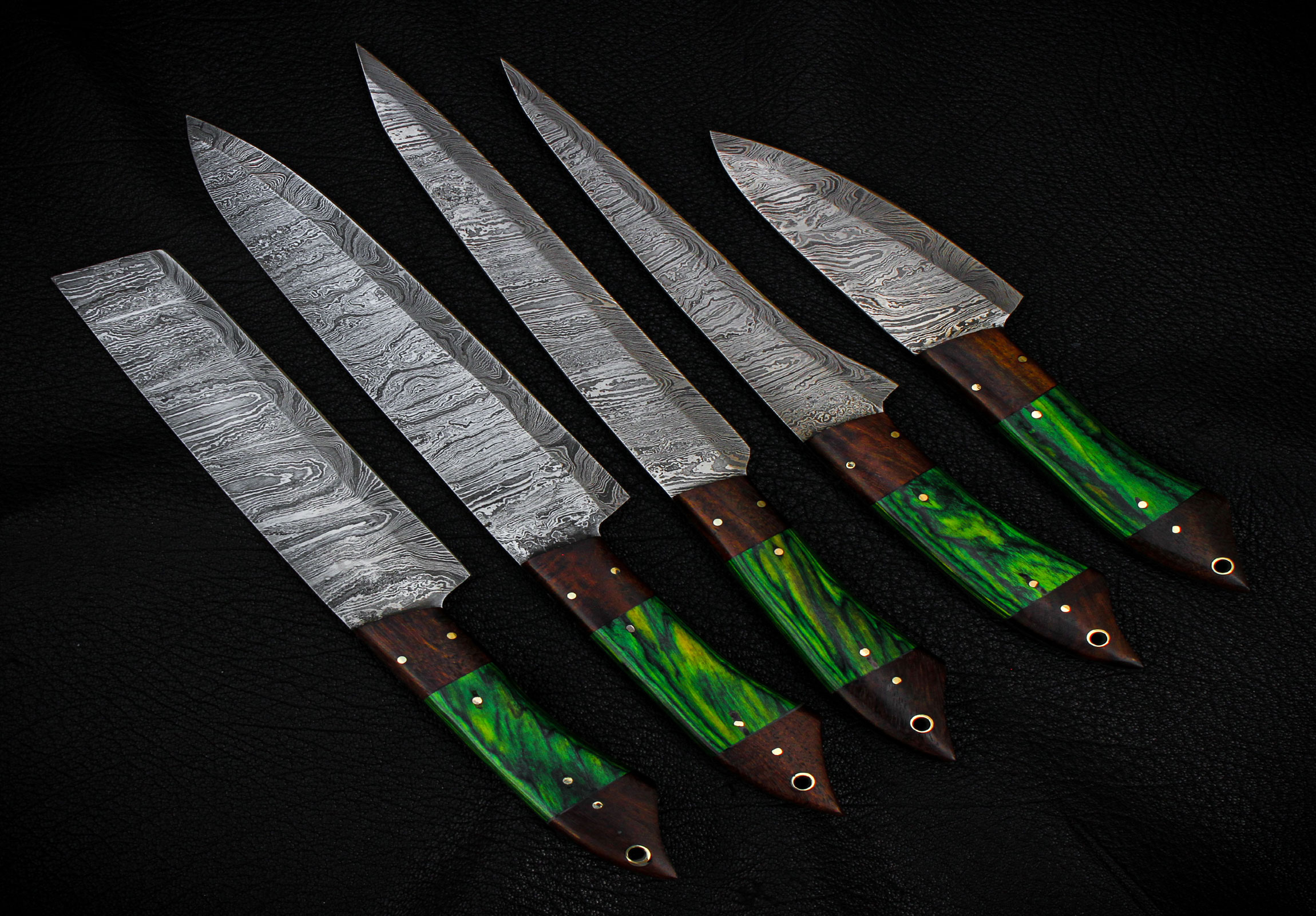 Damascus Kitchen Knife Set 
