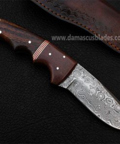 Damascus forged Skinner Knife with leather sheath