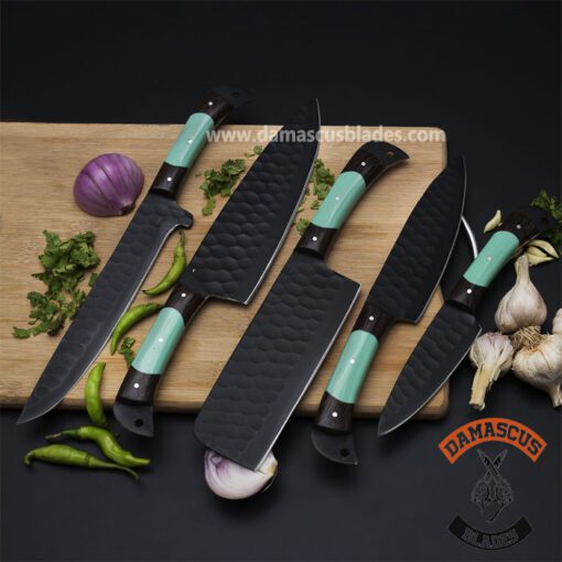 Chef Knife Set with Leather Roll Handcrafted Kitchen Knives Sets