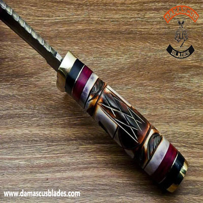 Hand Crafted Damascus Steel Bowie Knife with leather case Hand Crafted Damascus Steel Bowie Knife with leather case