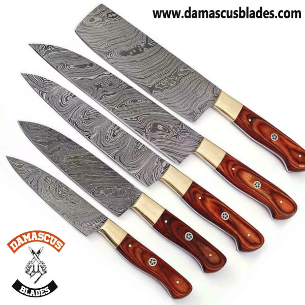 Handmade Damascus steel chef knife set