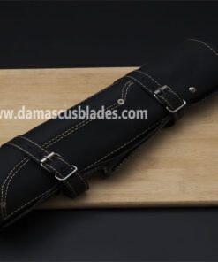 handmade chef knife set with case leather roll carry bag