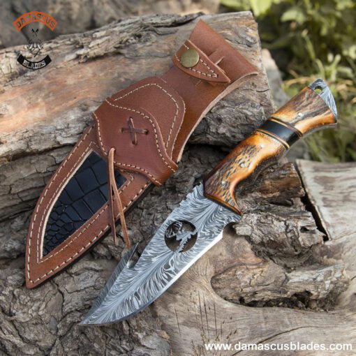 Custom Damascus Hunting Knife
