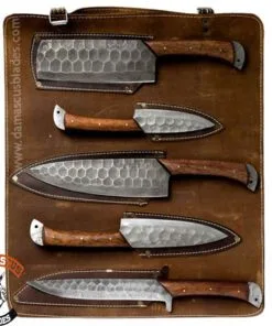 Custom Damascus Kitchen Knife Set