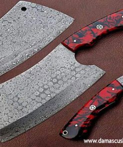 Custom made Damascus Steel Cleaver Knife