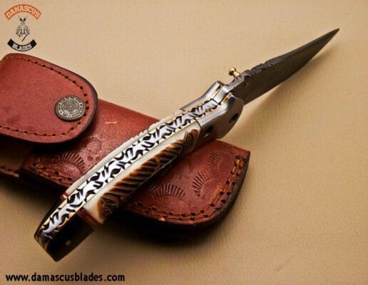 Handmade Damascus Steel EDC Pocket Knife with Back Lock main image 0