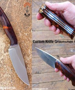 Handmade hunting Custom Knife Groomsmen Gift with leather sheath
