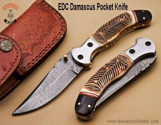 Handmade Damascus Steel EDC Pocket Knife with Back Lock main image 1