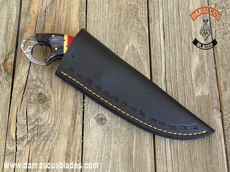 hunting skinner knife with leather sheath