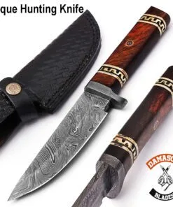 custom Damascus steel unique hunting knife