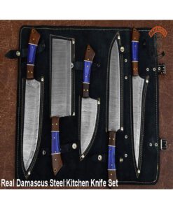 real Damascus steel kitchen knife set