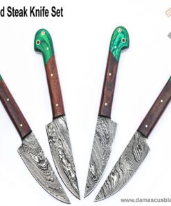 Damascus steel forged steak knife set