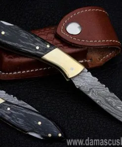 Custom Damascus Steel Folding Pocket Knife
