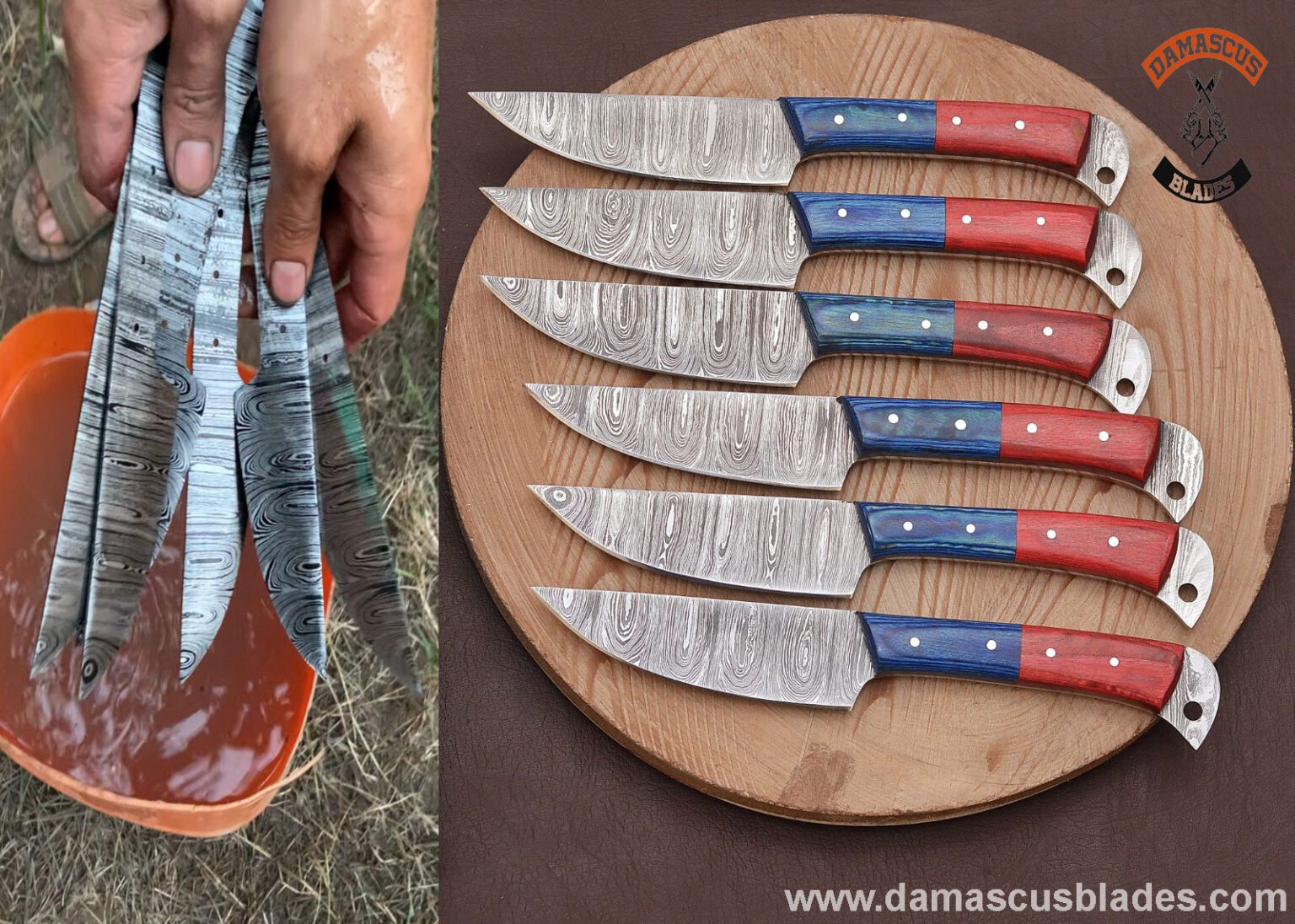Handmade steak knives set Damascus Steel Steak Knives