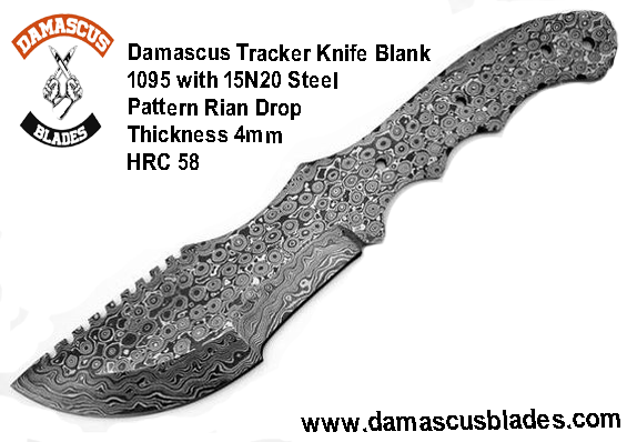 Damascus tracker knife blank
