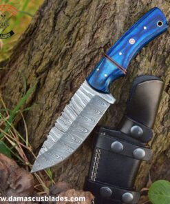Fixed blade blue handle hunting knife
