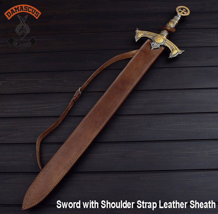 Sword-with-Shoulder-Strap-Leather-Sheath Sword with Shoulder Strap Leather Sheath
