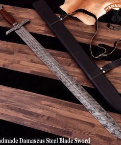 Handmade Damascus Steel Blade Sword with Scabbard