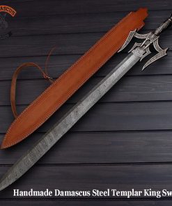 Handmade Damascus Steel Templar King Sword with Sheath