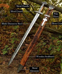 Damascus steel Viking sword with scabbard