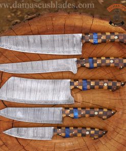 Forged Damascus steel kitchen knife set