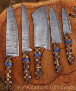 Handcrafted premium Damascus steel knife set