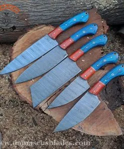 Handmde USA Damascus Blades Knife Set