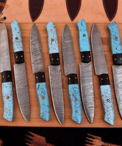 8 piece Damascus steak knife set