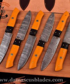 Handcrafted Damascus Steel Steak Knives Set