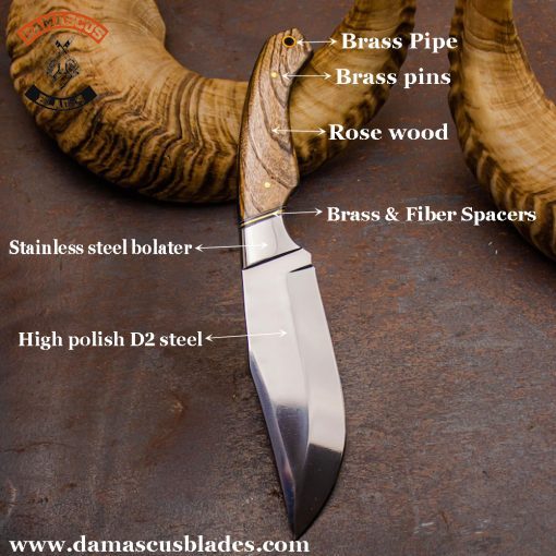 Brass and wood handle hunting knife