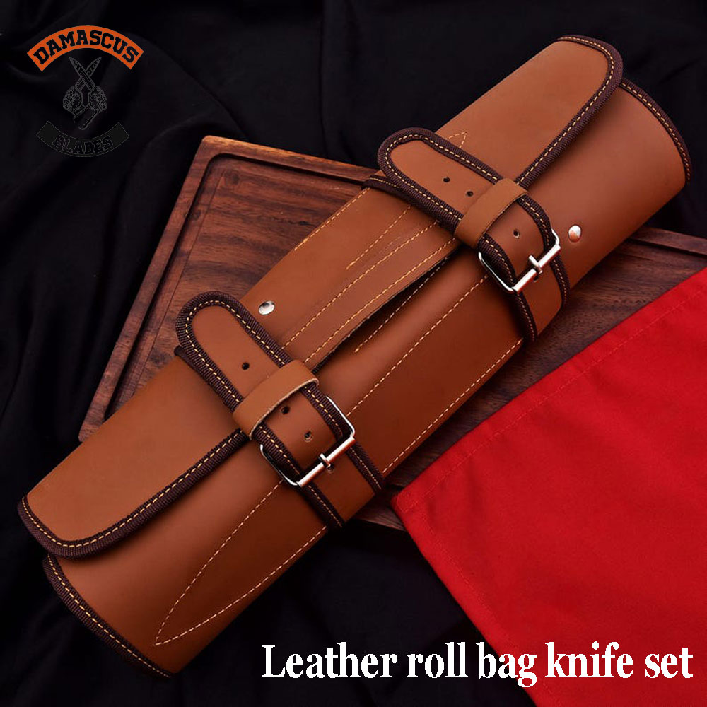 Leather-roll-bag-knife-set Leather roll bag knife set