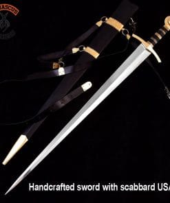 Handcrafted Sword with Scabbard USA Handmade J2 Steel Sword