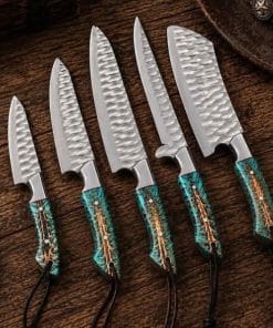 Hancrafted D2 steel kitchen chef knife set with roll bag