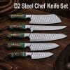 5-piece D2 steel chef knife set with pine cone handles
