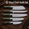 5-piece D2 steel chef knife set with pine cone handles